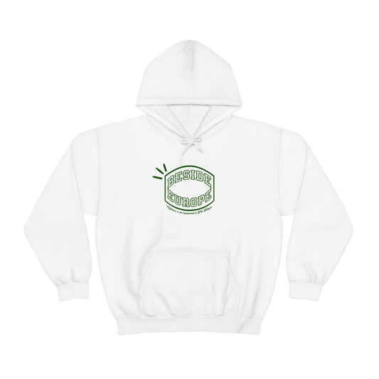 Where it all happened is The Hague - Green on white hoodie